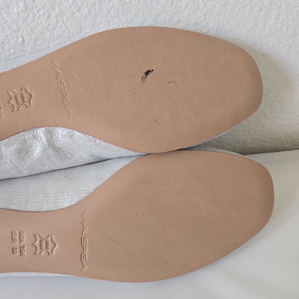 Via Spiga Lilac Sulver Ballet Flats Linen Leather Round Toe Classic size 7.5 - Picture 12 of 13